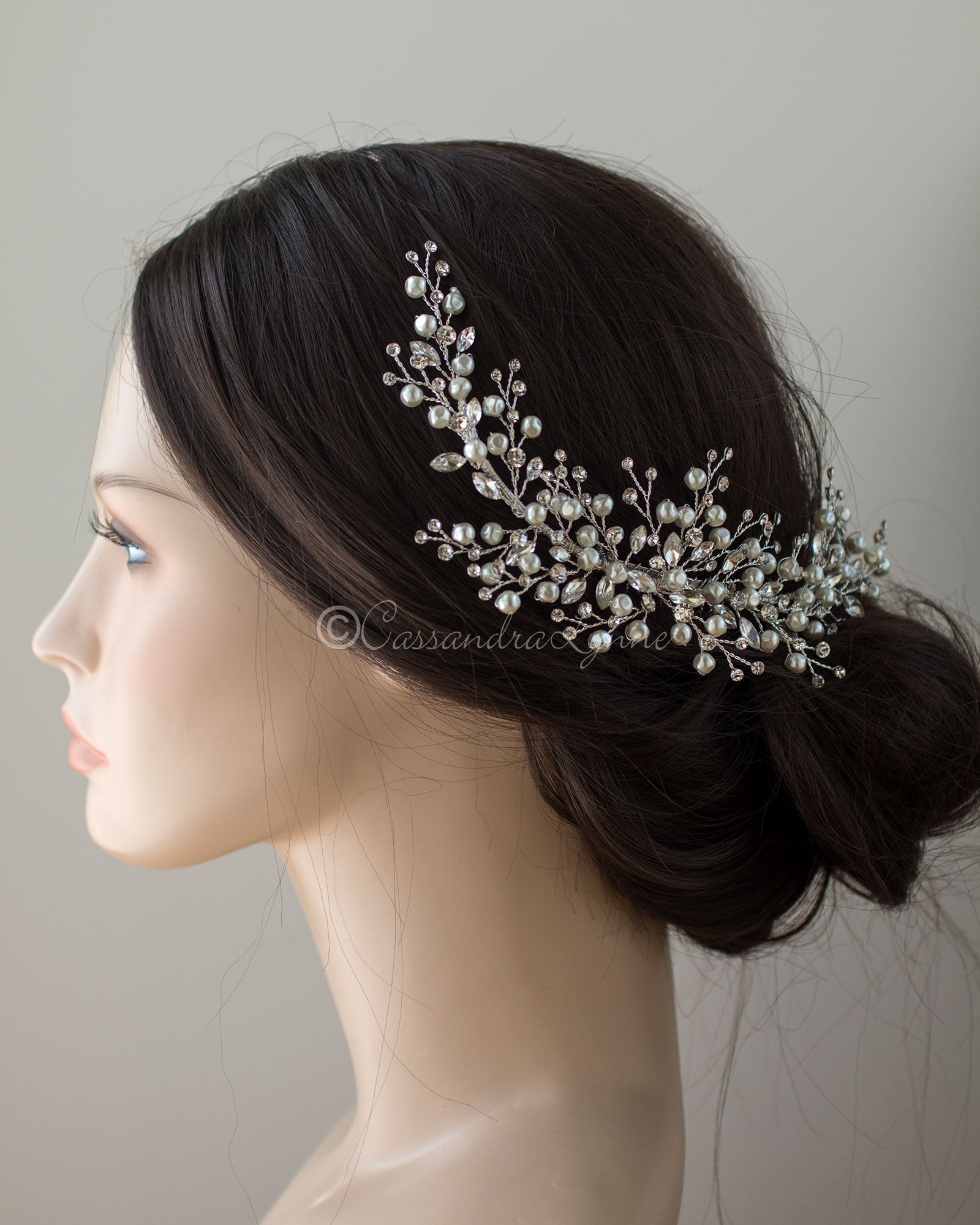 Baroque Pearls and Crystals Bridal Headpiece - Hair Comb - Cassandra Lynne