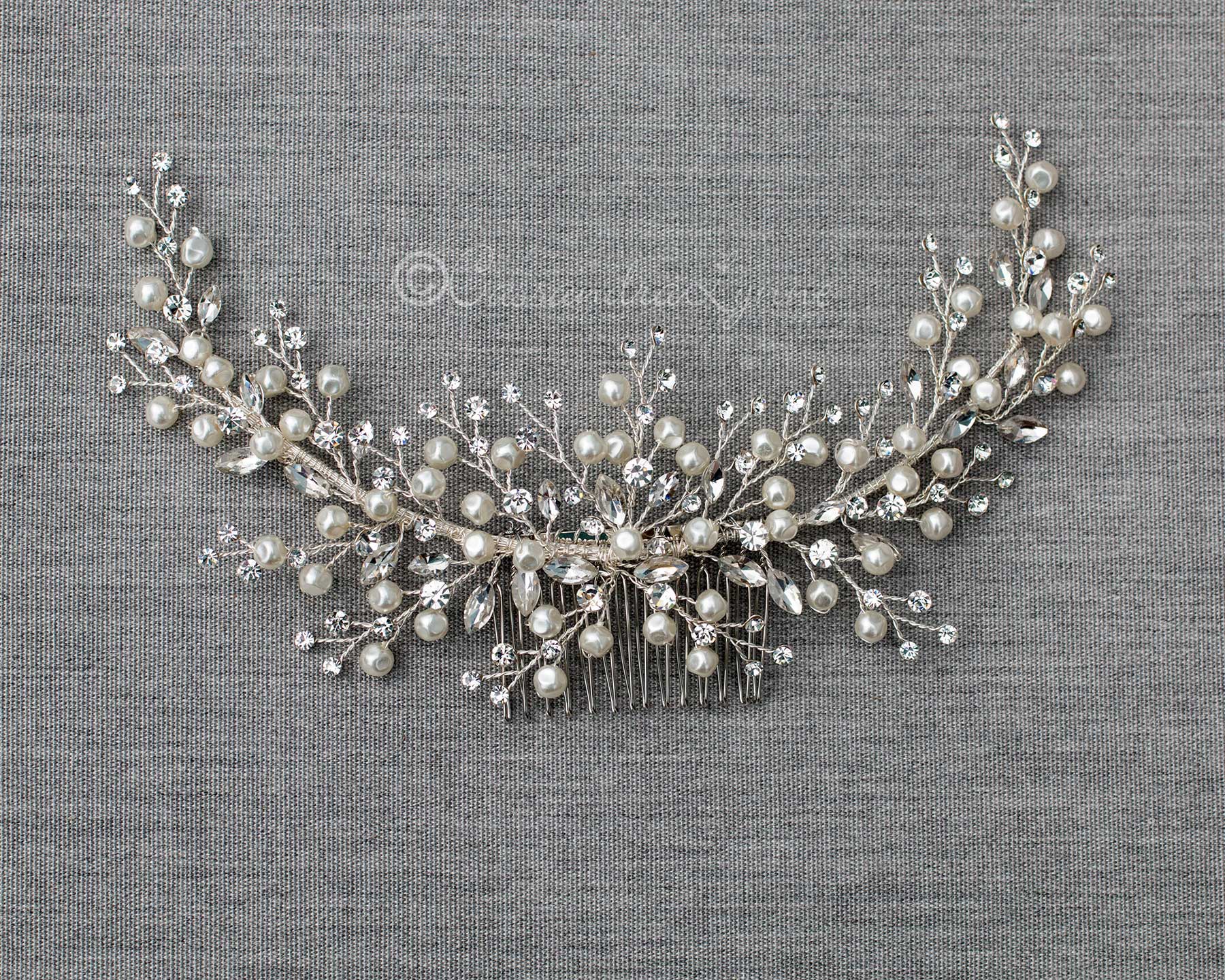 Baroque Pearls and Crystals Bridal Headpiece - Hair Comb - Cassandra Lynne