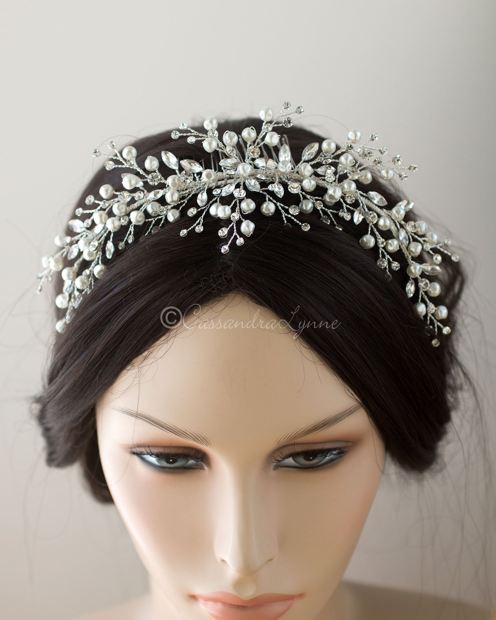 Baroque Pearls and Crystals Bridal Headpiece - Hair Comb - Cassandra Lynne