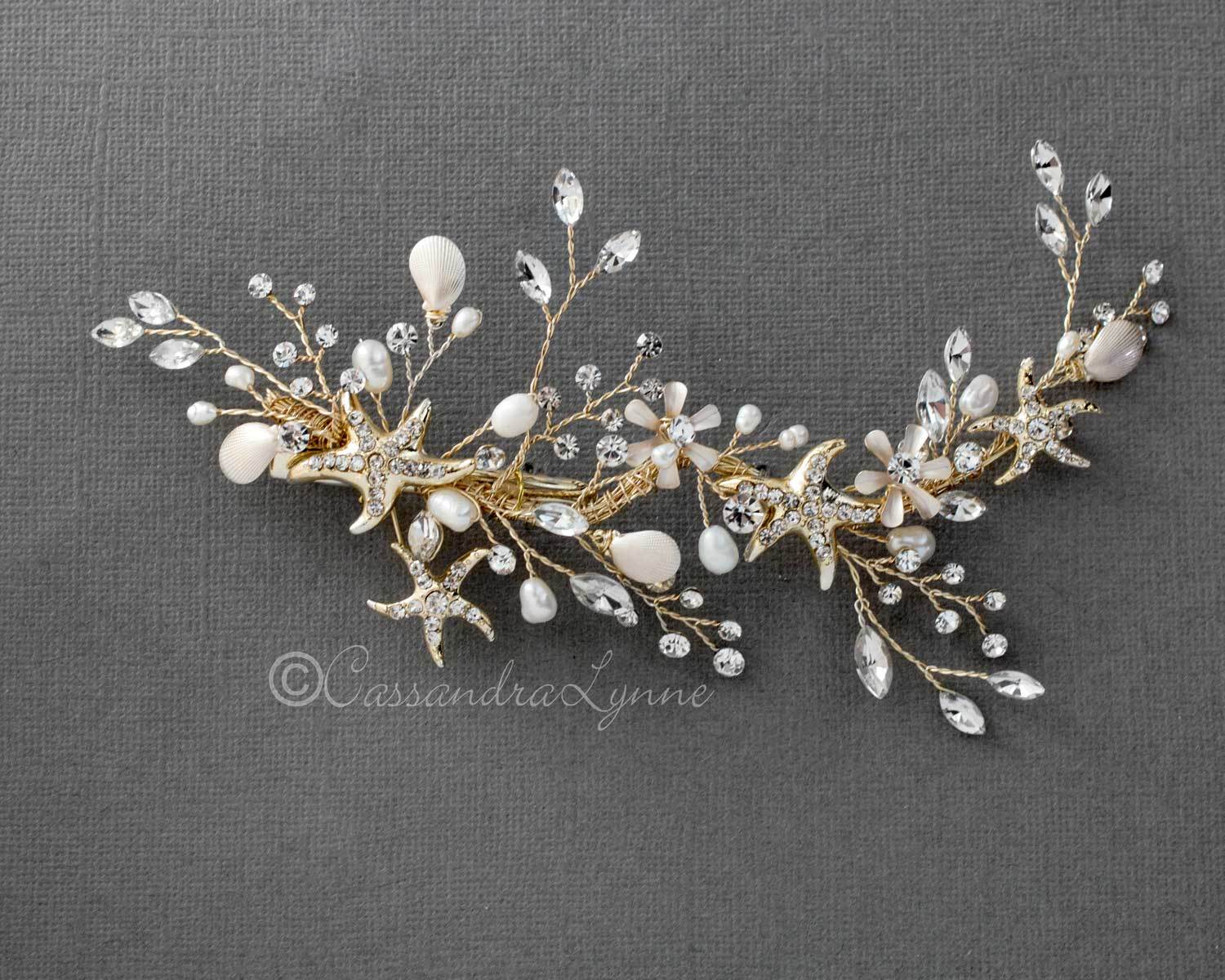 Coveted Design Gold Pearl Hair Clip