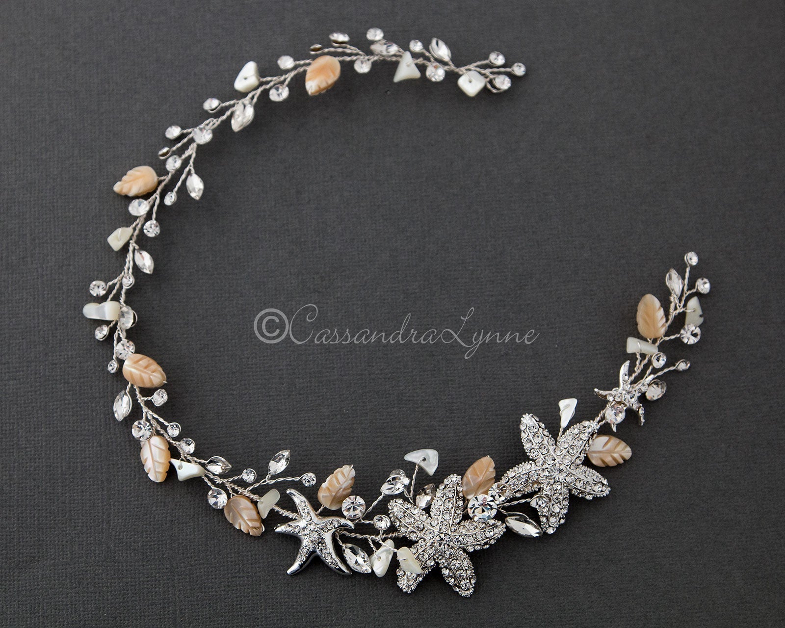 Beach Bride Hair Vine of Starfish and Shell - Hair Vine - Cassandra Lynne