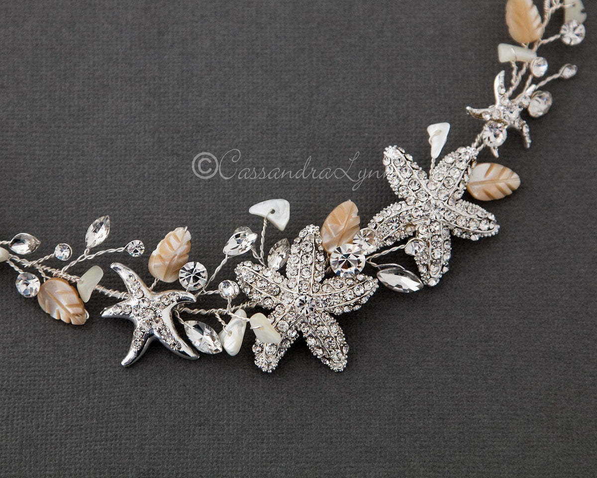 Beach Bride Hair Vine of Starfish and Shell - Hair Vine - Cassandra Lynne