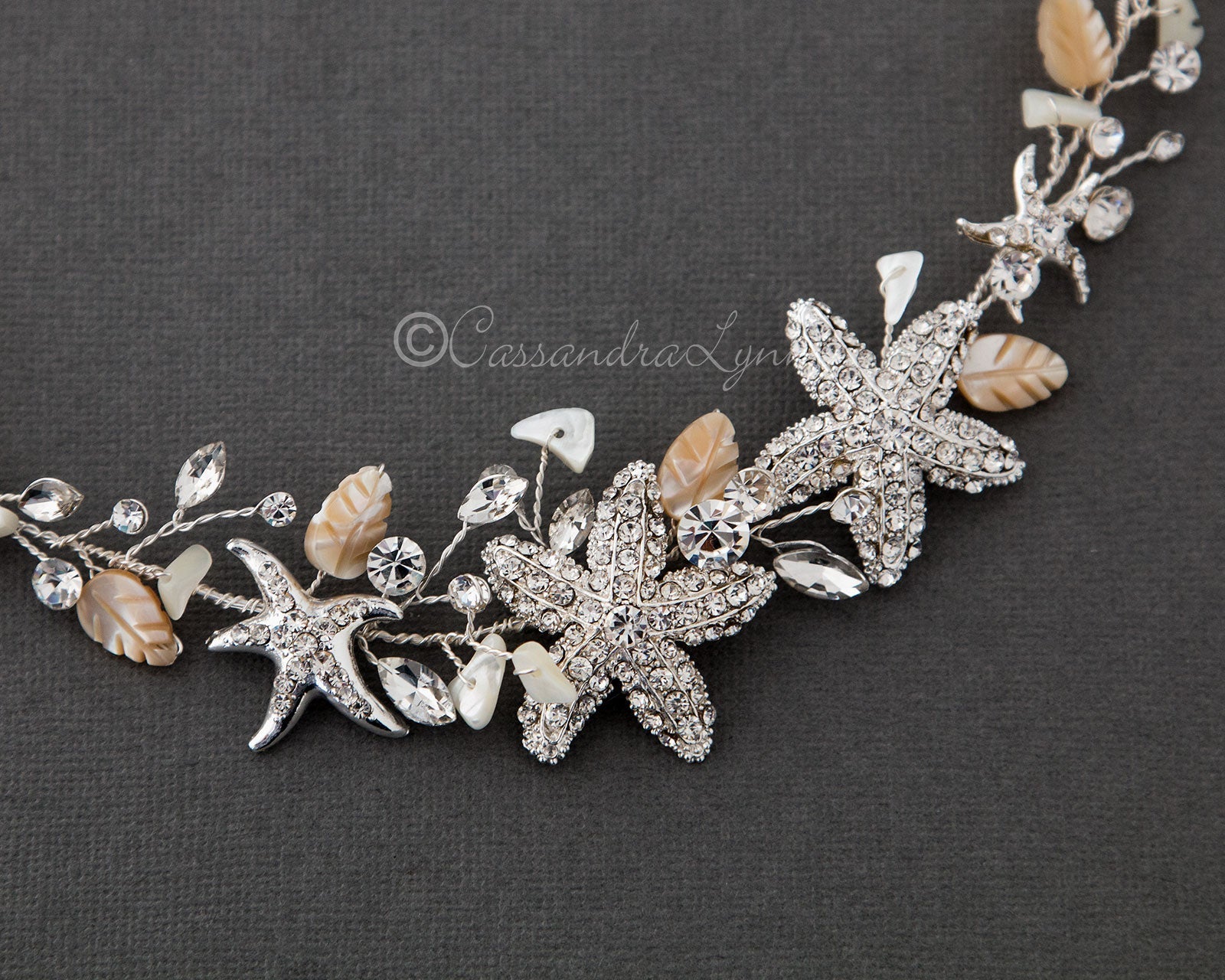 Beach Bride Hair Vine of Starfish and Shell - Hair Vine - Cassandra Lynne