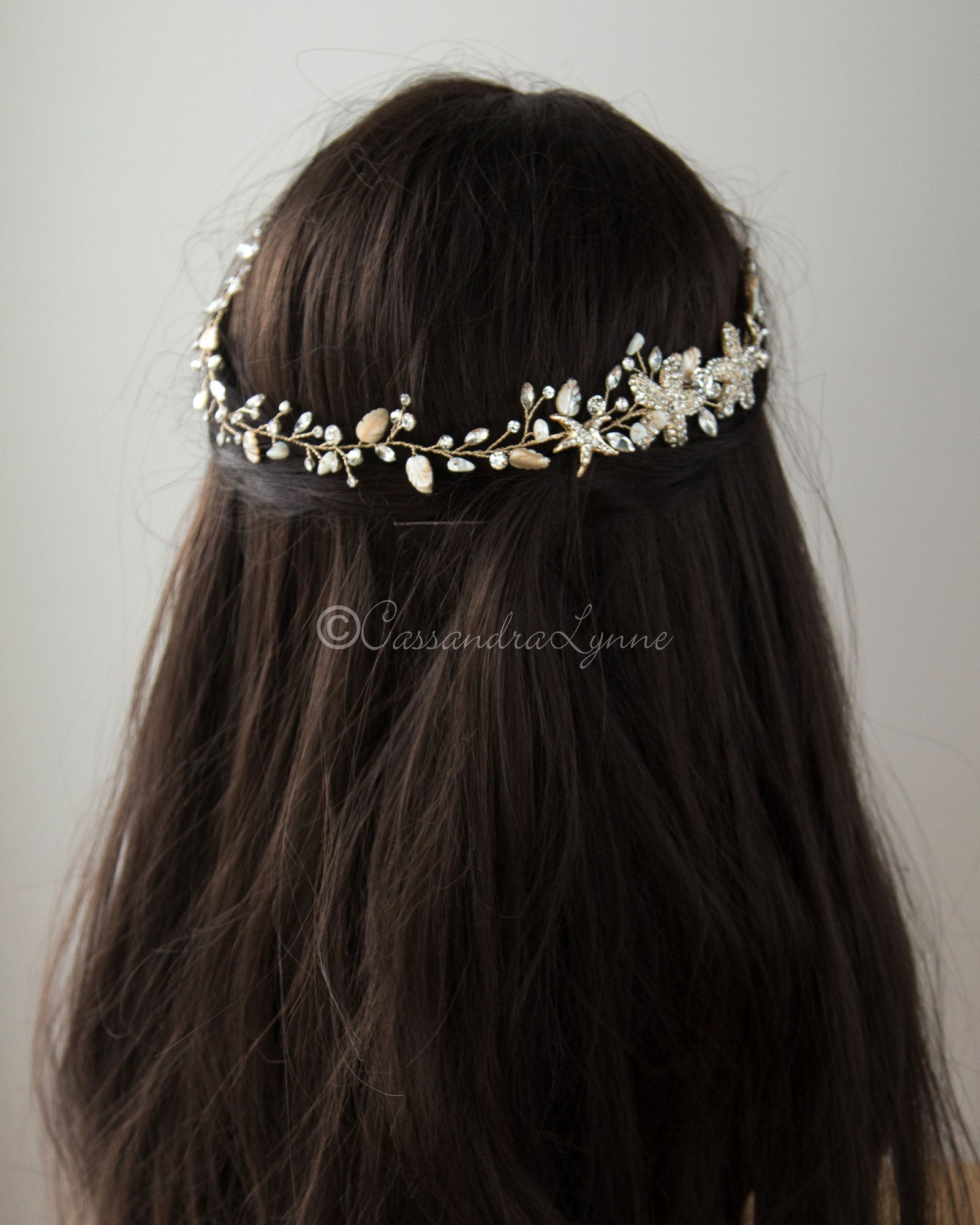 Beach Bride Hair Vine of Starfish and Shell - Hair Vine - Cassandra Lynne