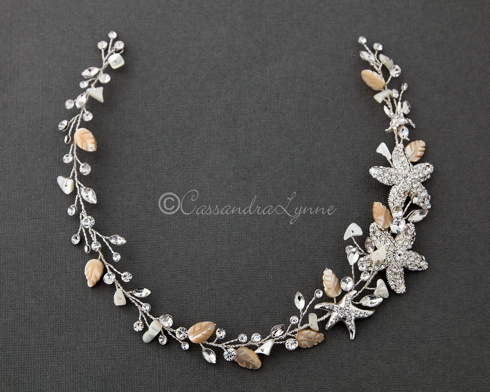 Beach Bride Hair Vine of Starfish and Shell - Hair Vine - Cassandra Lynne