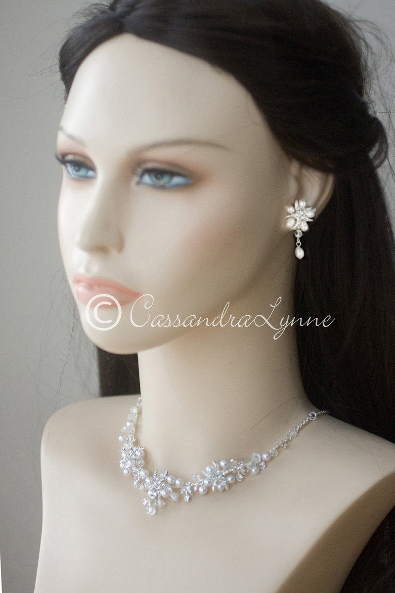Beach Bride Necklace Set of Starfish Crystals and Pearls - Necklace Set - Cassandra Lynne