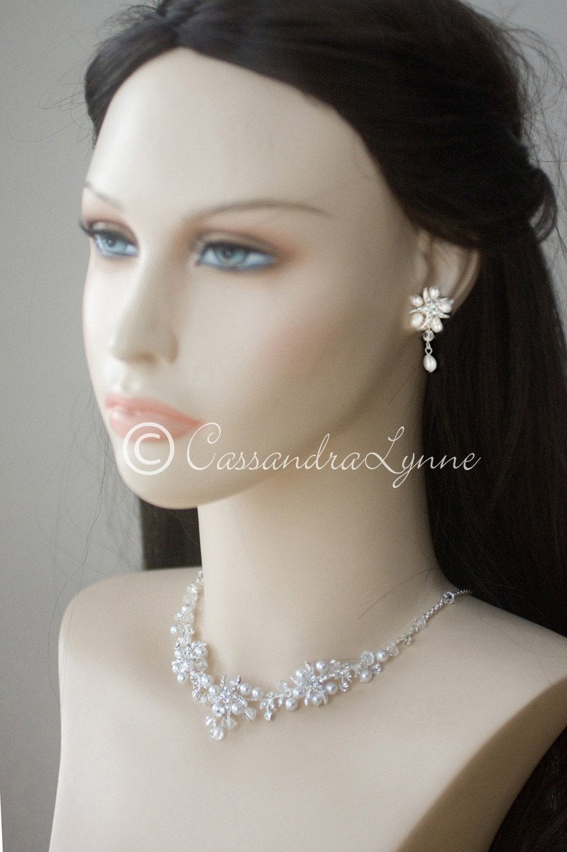 Beach Bride Necklace Set of Starfish Crystals and Pearls - Cassandra Lynne