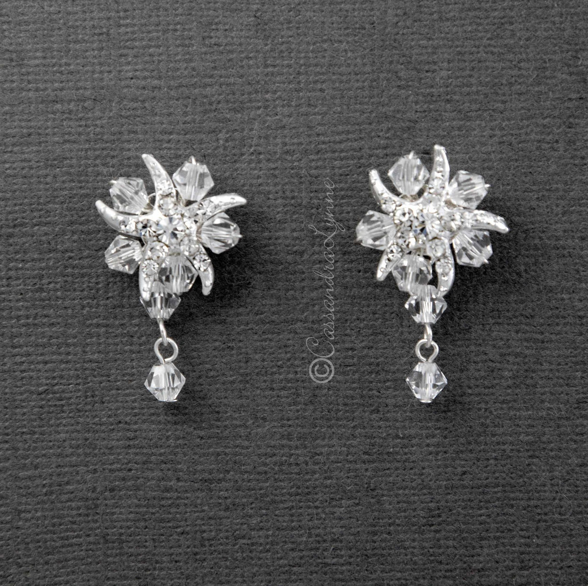 Beach Theme Crystal and Starfish Earrings - Cassandra Lynne