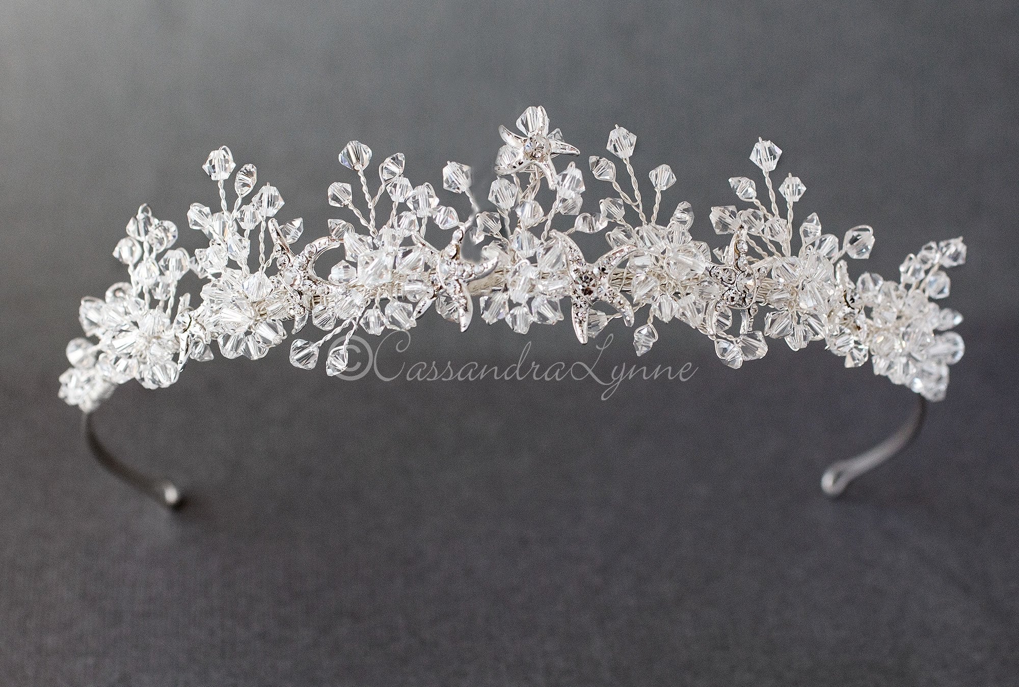 Beach Tiara of Crystals and Starfish - Tiara - Cassandra Lynne