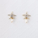 Beach Wedding Day Earrings of Crystal Starfish - Earrings - Cassandra Lynne