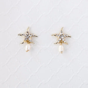 Beach Wedding Day Earrings of Starfish Gold