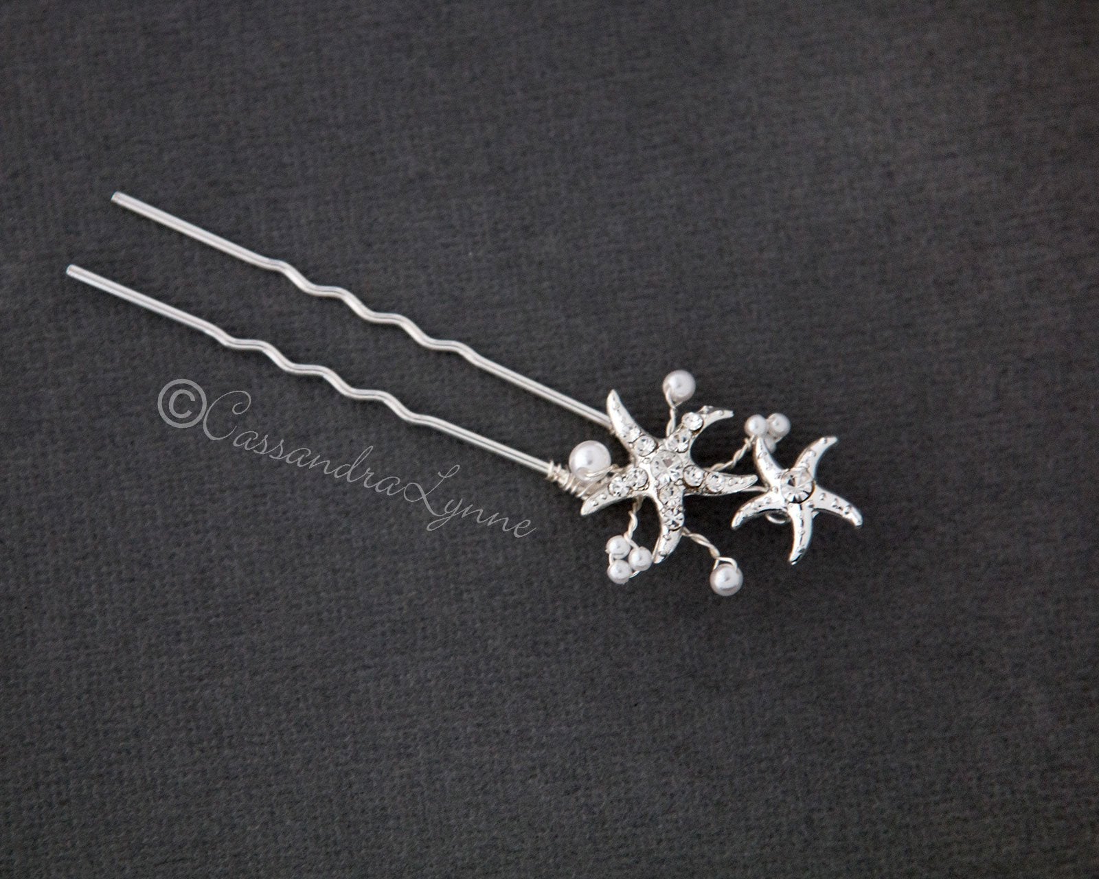 Beach Wedding Hair Pin with Pearls - Hair Pins - Cassandra Lynne