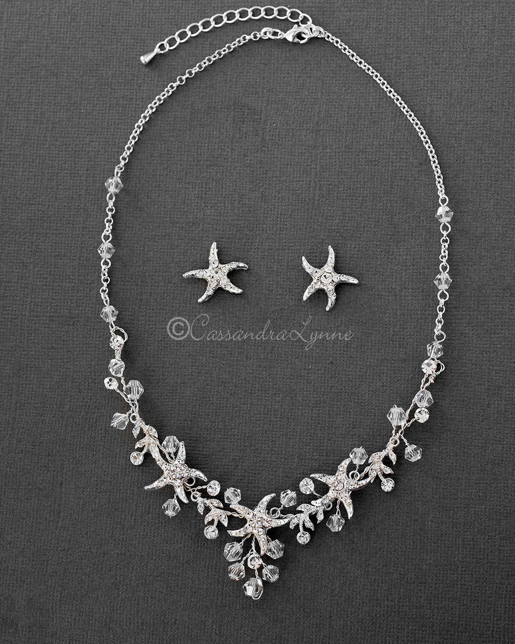 Beach Wedding Necklace with Crystals and Starfish