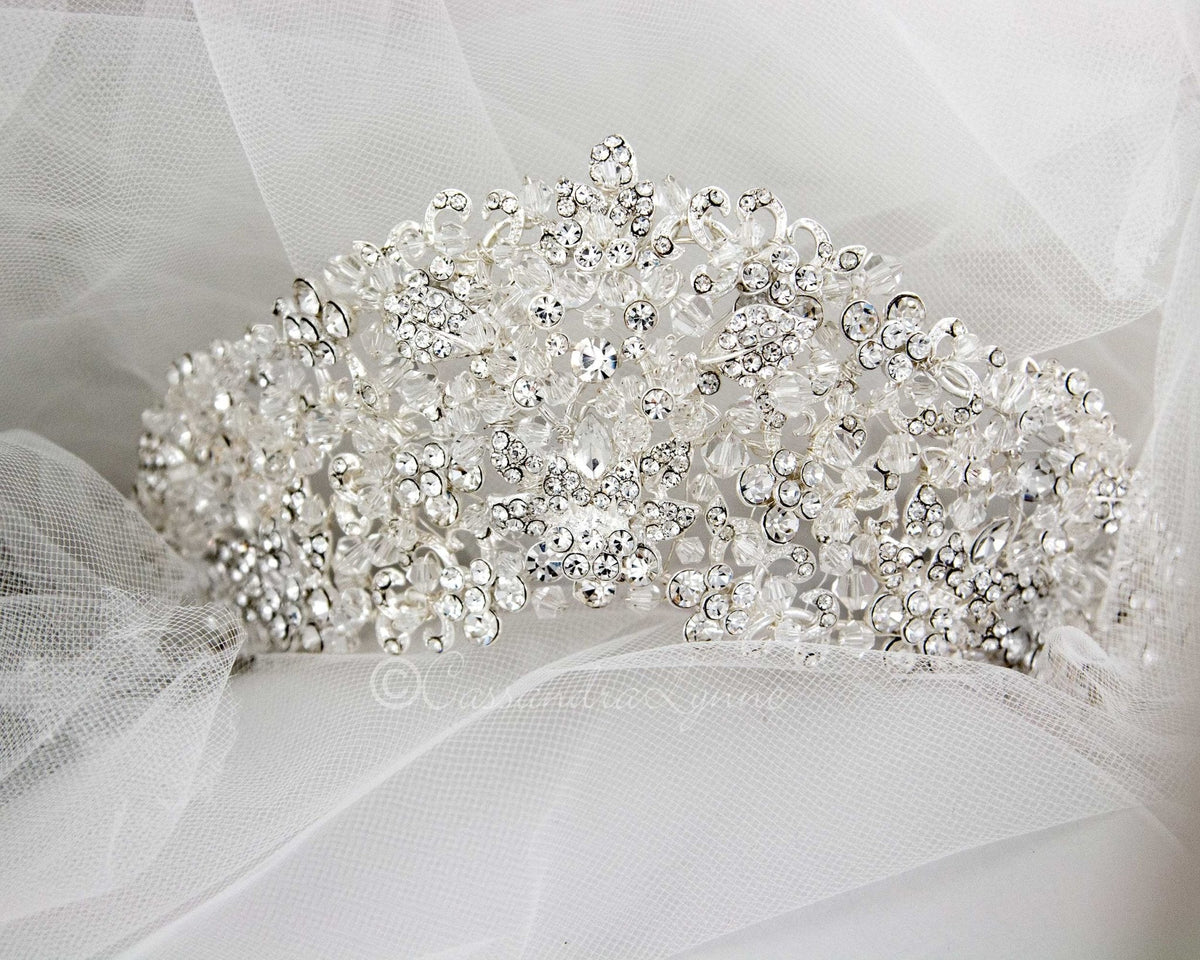 Beautiful Crystal Beaded Crown - Tiara - Cassandra Lynne
