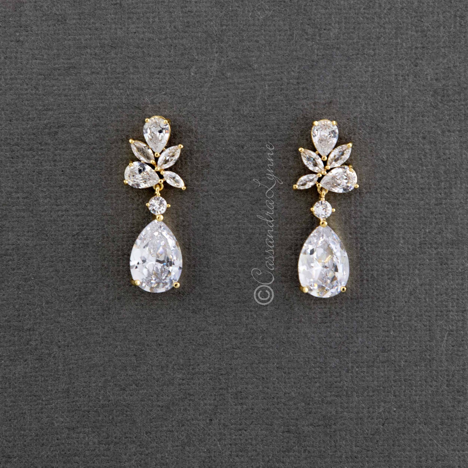 Pear Drop CZ Bridal Earrings - Cassandra Lynne