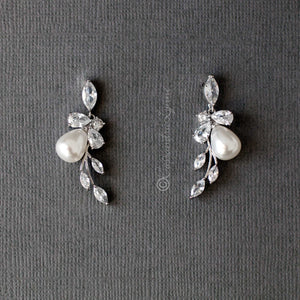 Bianca Pearl CZ Bridal Earrings