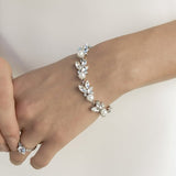 Bracelet of Pearl and Rhinestone Leaf - Bracelet - Cassandra Lynne