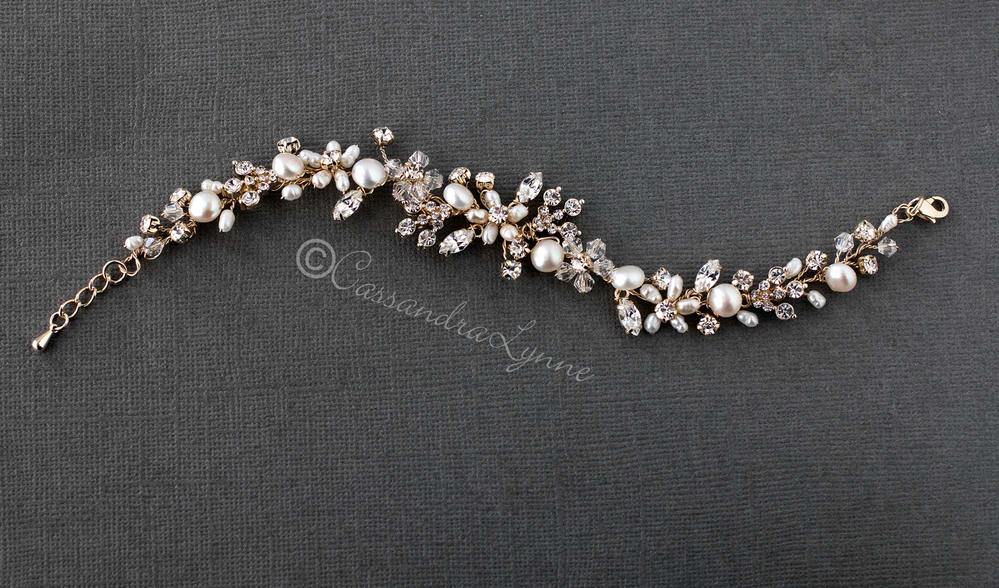 Bracelet with Freshwater Pearls and Crystals - Bracelet - Cassandra Lynne
