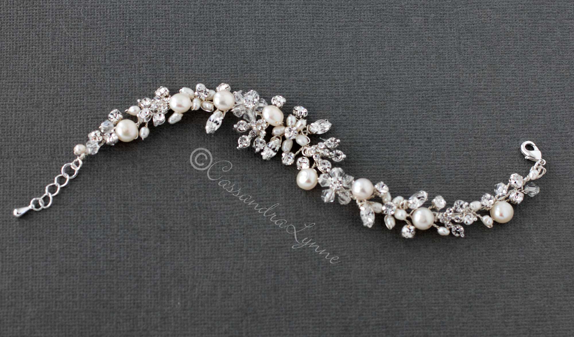 Bracelet with Freshwater Pearls and Crystals - Cassandra Lynne