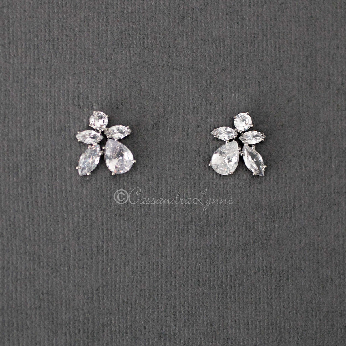 CZ Cluster Bridal Earrings - Cassandra Lynne