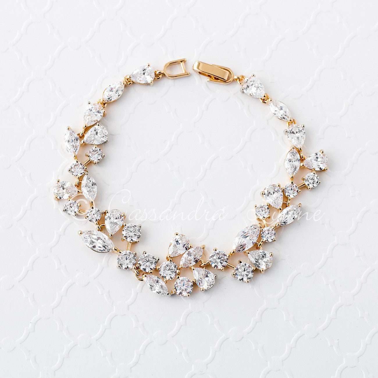 Bridal Bracelet of CZ Teardrop Round Marquise Jewels - Cassandra Lynne