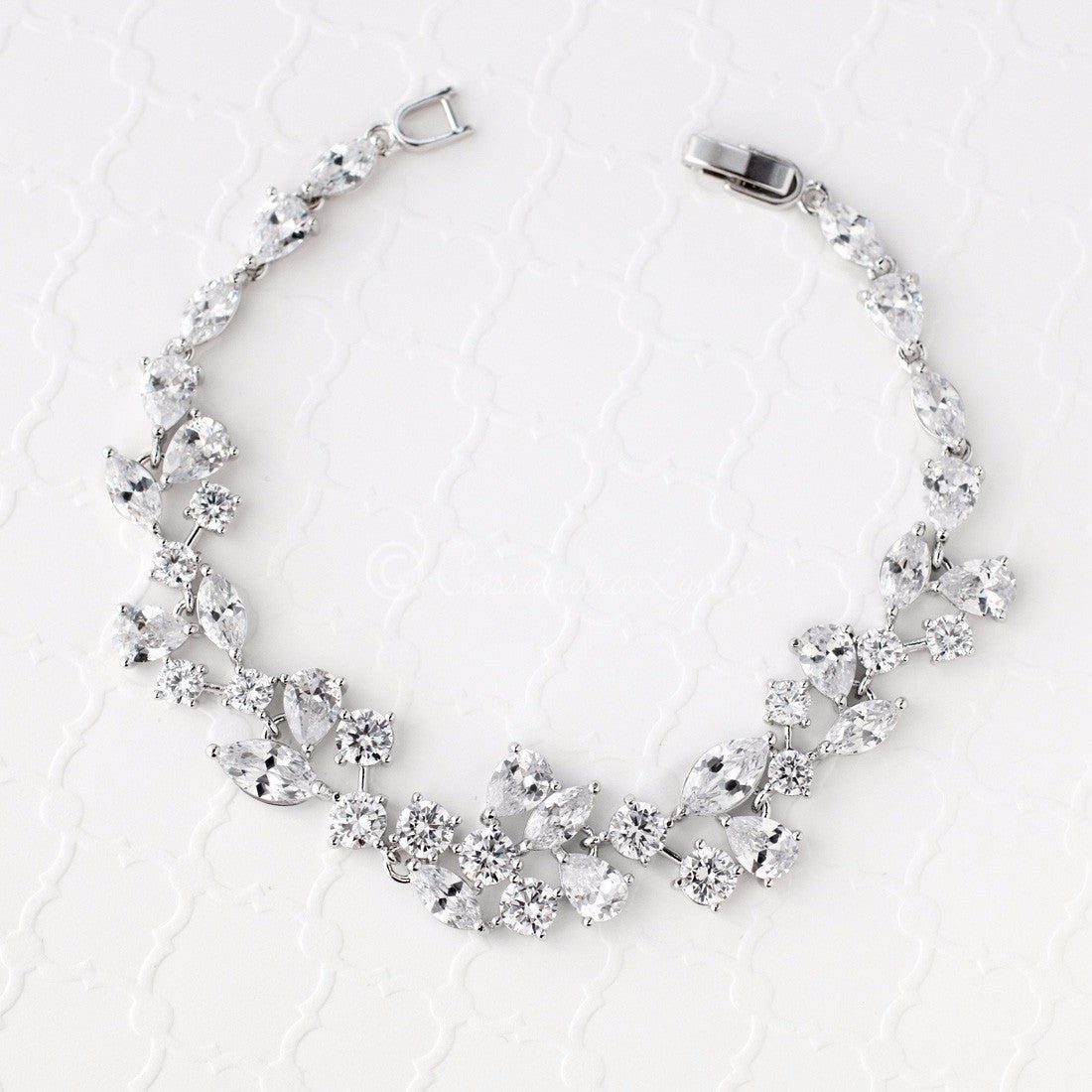 Bridal Bracelet of CZ Teardrop Round Marquise Jewels - Cassandra Lynne