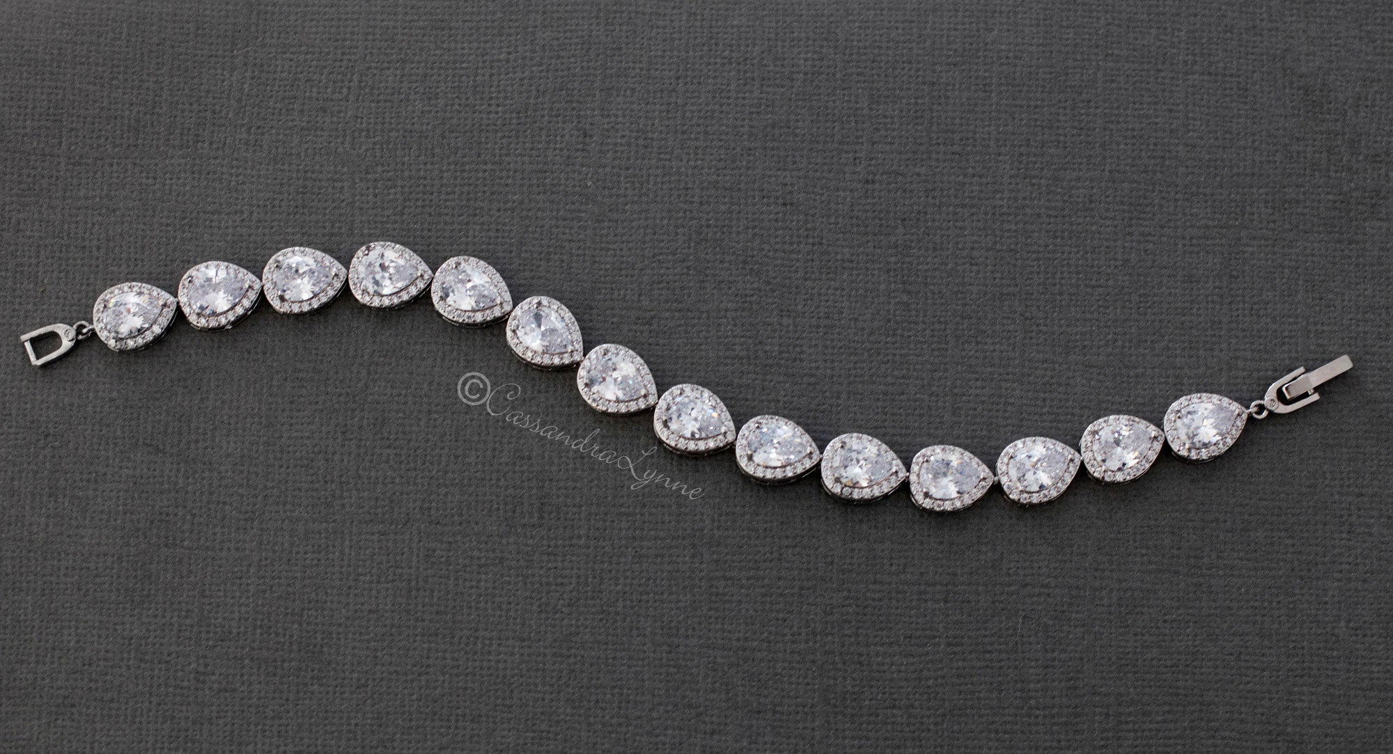 Bridal Bracelet of Teardrop Pave Set CZ - Bracelet - Cassandra Lynne