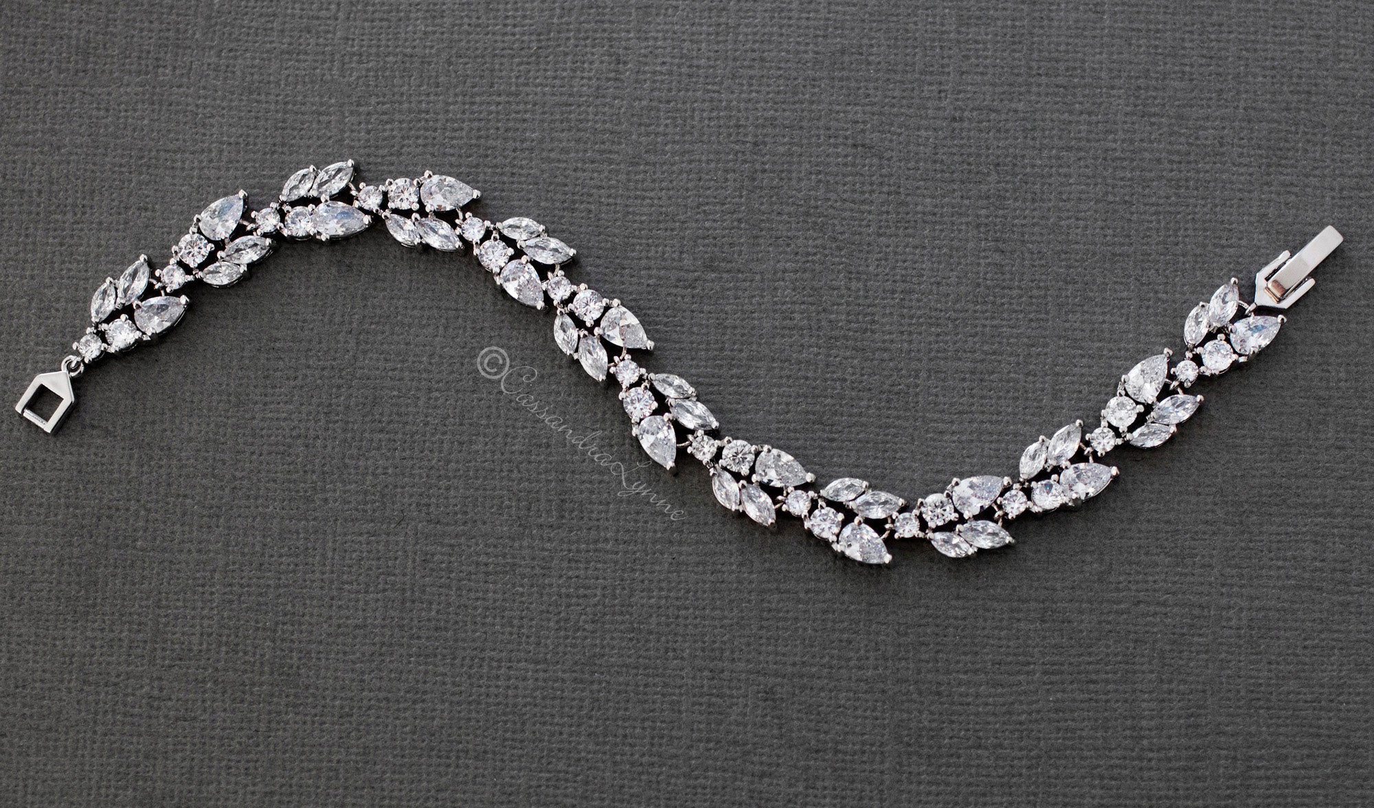 Bridal Bracelet with Marquise Leaf CZ - Bracelet - Cassandra Lynne