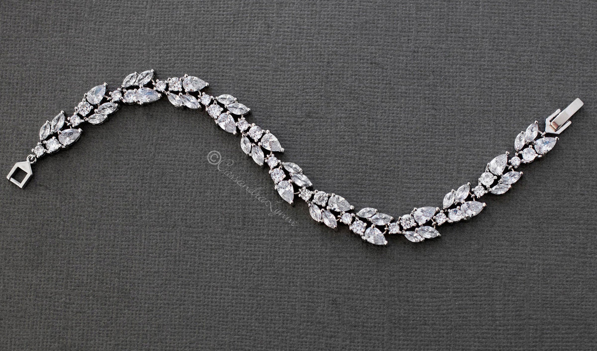 Bridal Bracelet with Marquise Leaf CZ - Bracelet - Cassandra Lynne