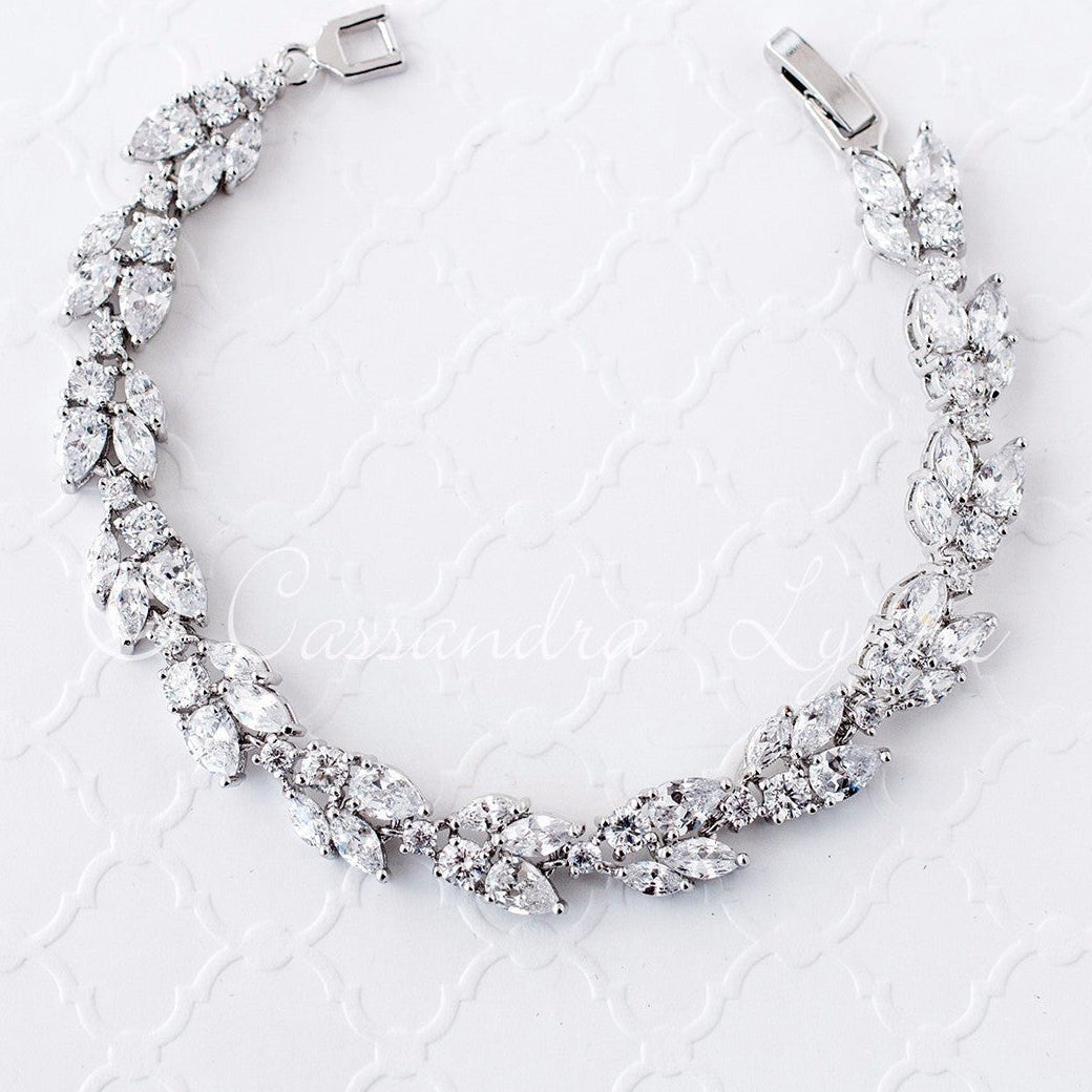 Bridal Bracelet with Marquise Leaf CZ - Bracelet - Cassandra Lynne
