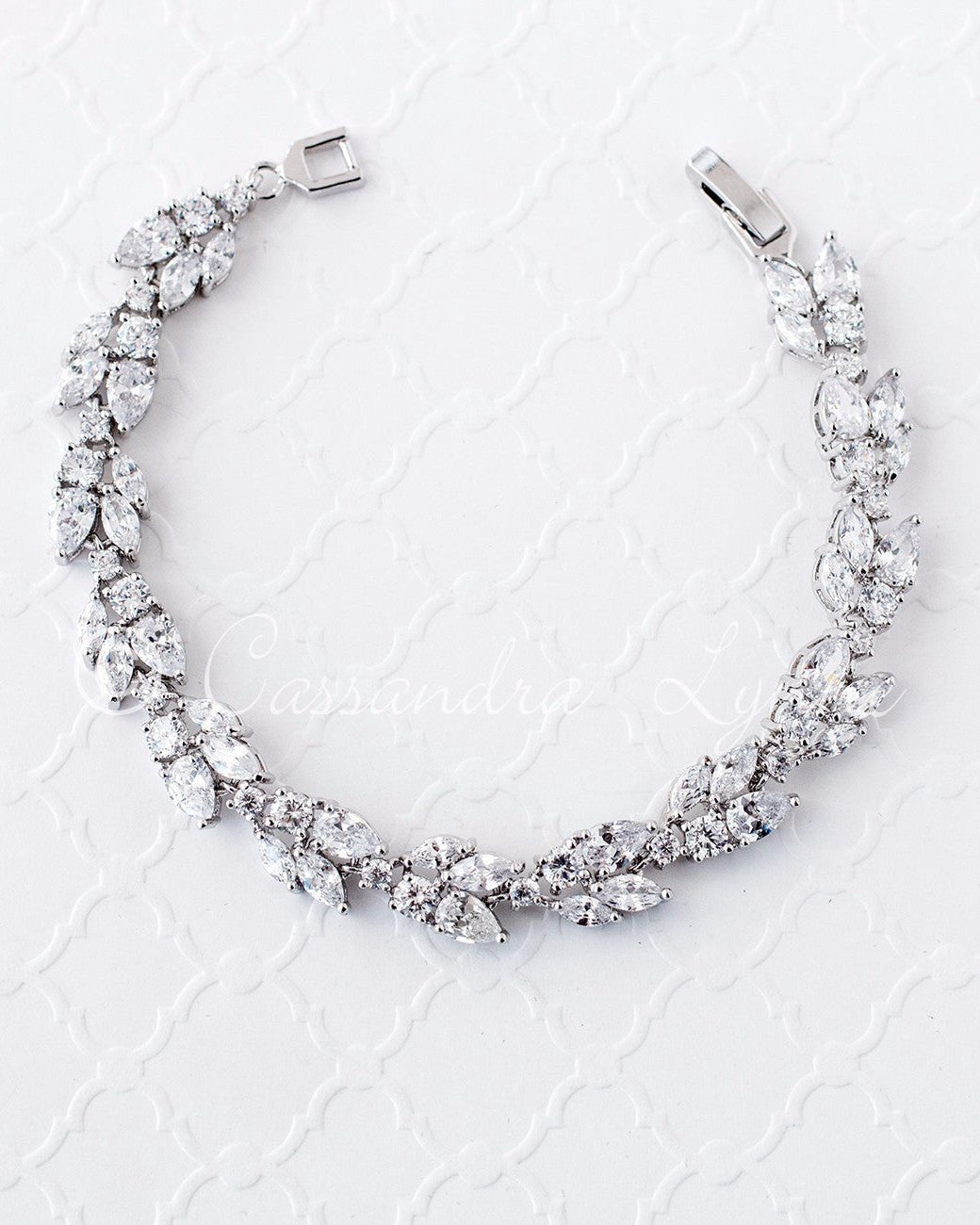Bridal Bracelet with Marquise Leaf CZ - Bracelet - Cassandra Lynne