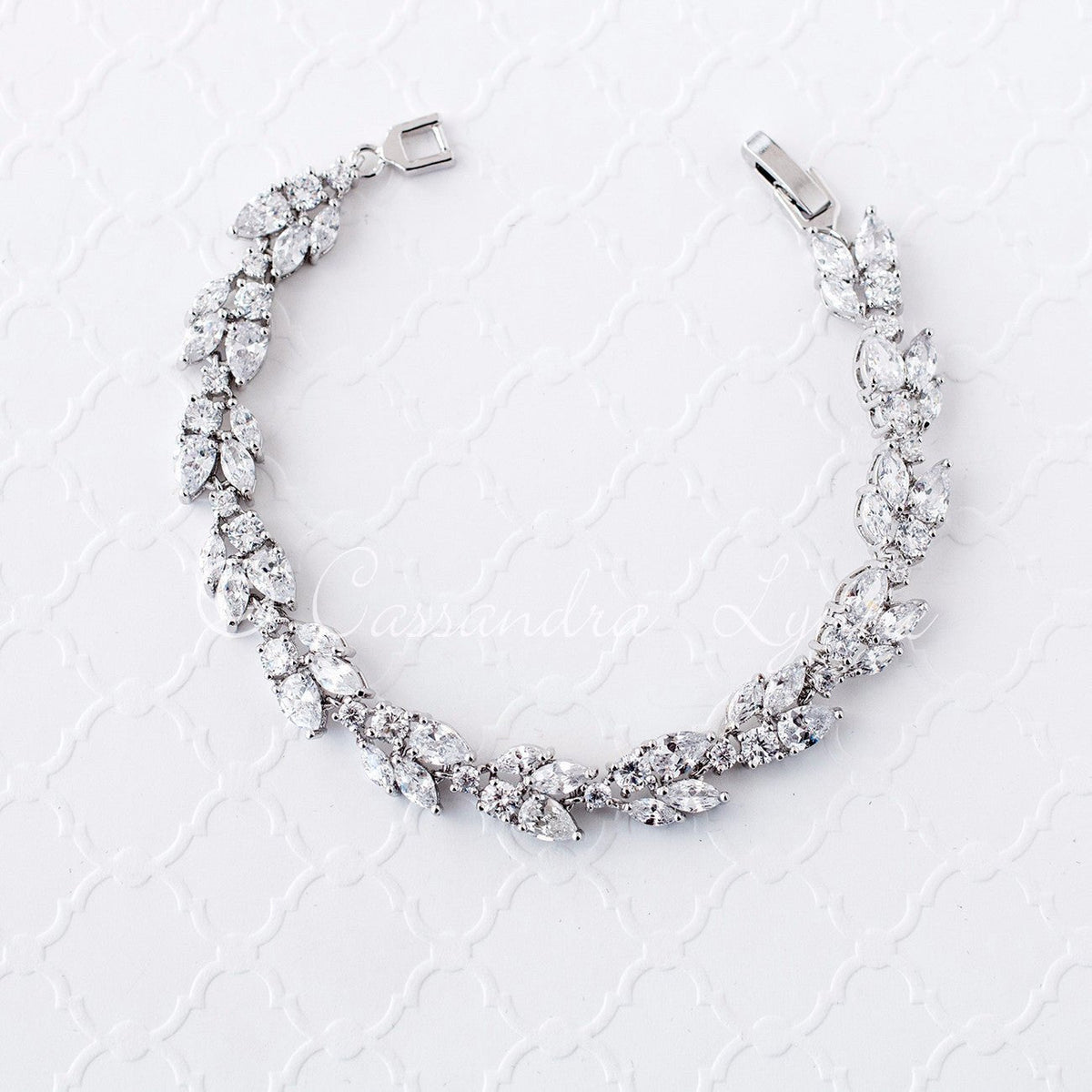 Bridal Bracelet with Marquise Leaf CZ - Bracelet - Cassandra Lynne