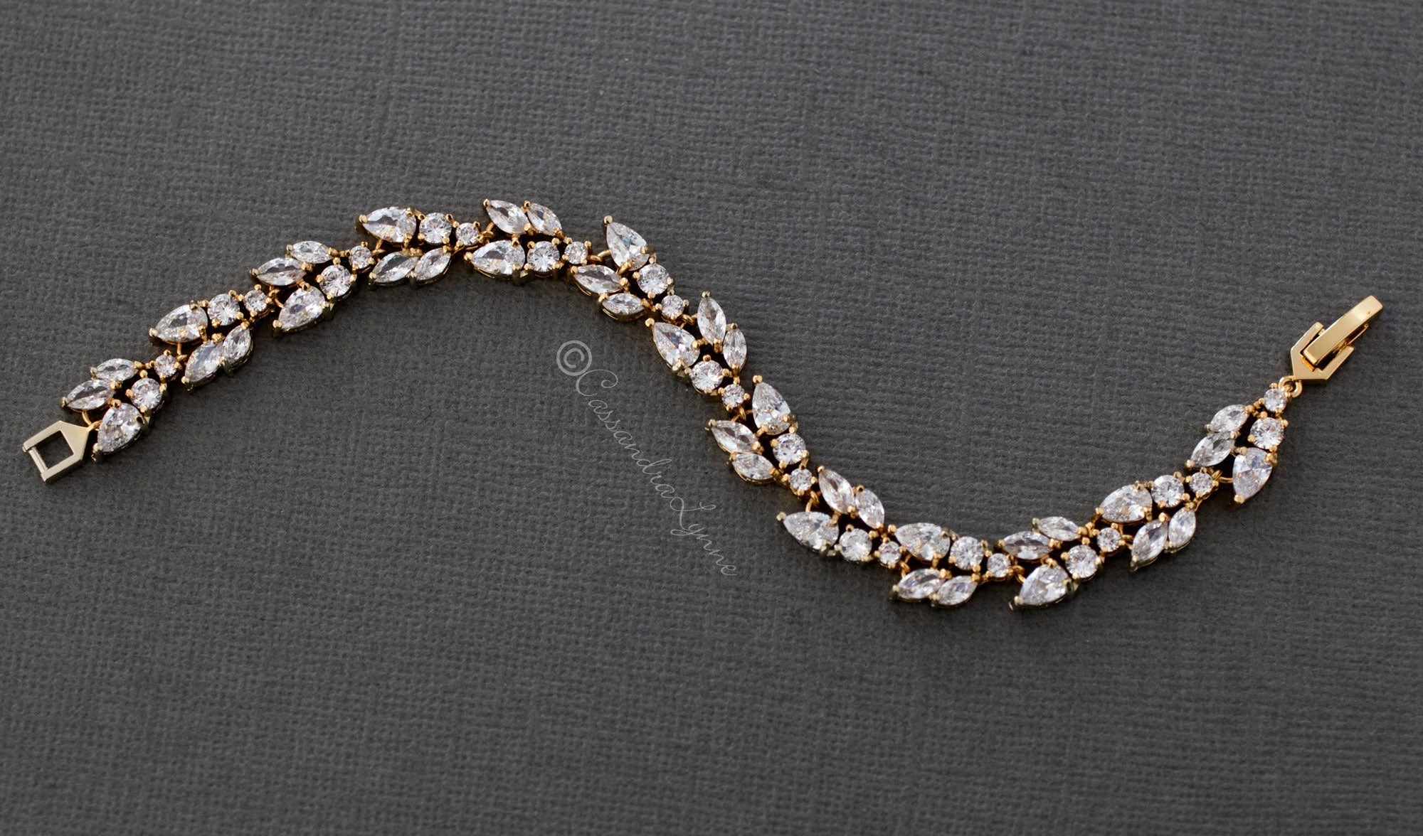 Bridal Bracelet with Marquise Leaf CZ - Bracelet - Cassandra Lynne
