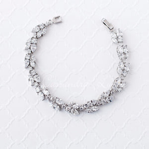 silver marquise leaf wedding bracelet