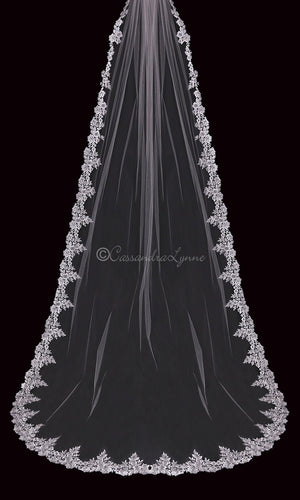 Bridal Cathedral Veil of Flower Lace