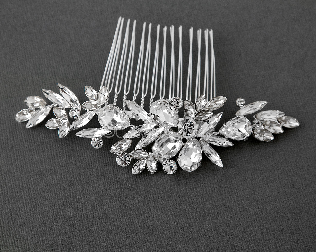 Bridal Comb of Pear and Marquise Stones - Hair Comb - Cassandra Lynne