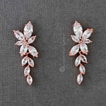 Bridal CZ Earrings of Marquise Flowers - earrings - Cassandra Lynne