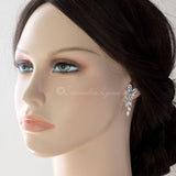 Bridal CZ Earrings of Marquise Flowers - earrings - Cassandra Lynne