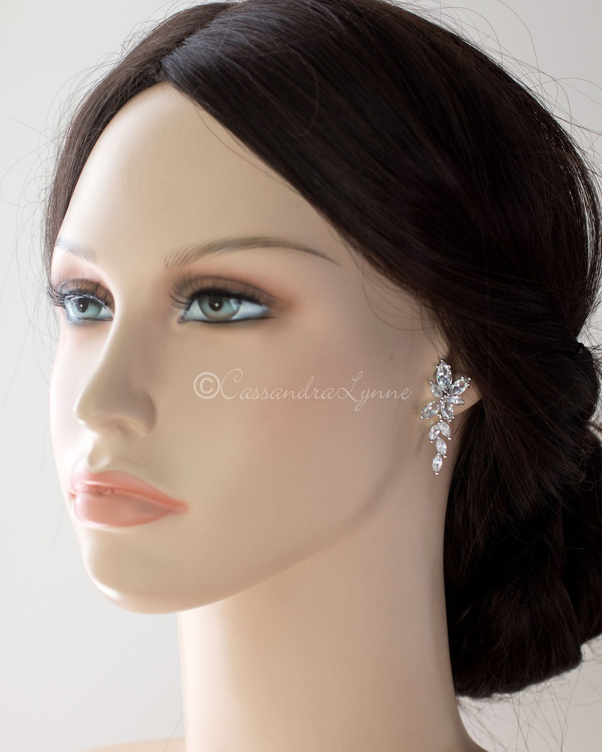 Bridal CZ Earrings of Marquise Flowers - earrings - Cassandra Lynne