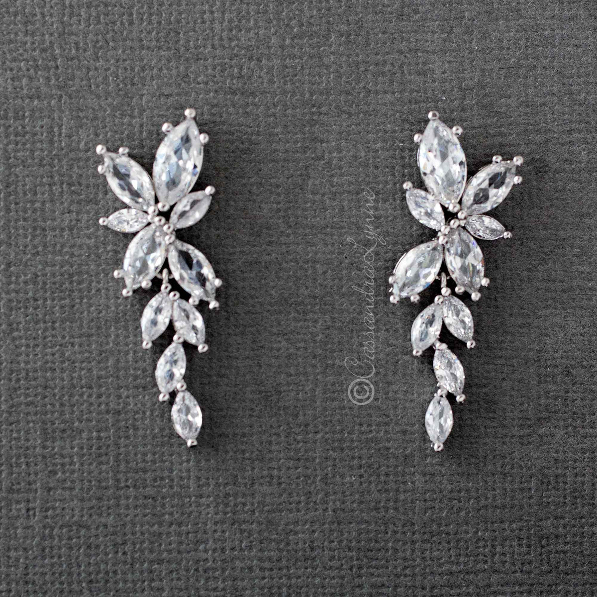 Bridal CZ Earrings of Marquise Flowers - Cassandra Lynne