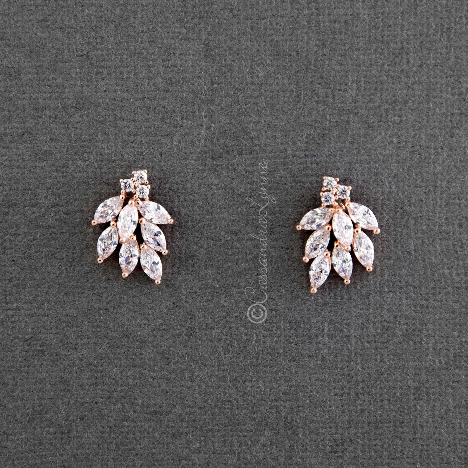 Wedding Earrings of Marquise CZ Clusters - Cassandra Lynne
