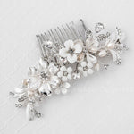 Bridal Hair Comb of Porcelain Flowers and Pearls - Hair Comb - Cassandra Lynne
