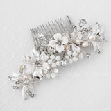 Bridal Hair Comb of Porcelain Flowers and Pearls - Hair Comb - Cassandra Lynne