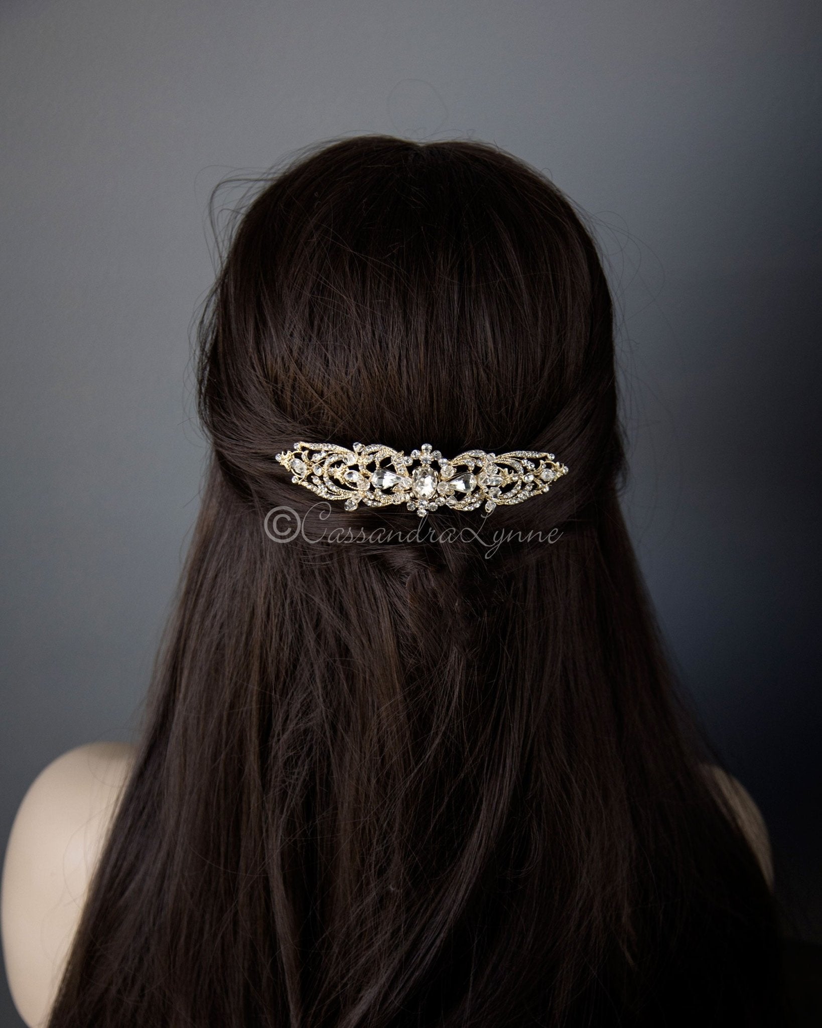 Bridal Hair Comb with Oval Jewel Center - Hair Comb - Cassandra Lynne