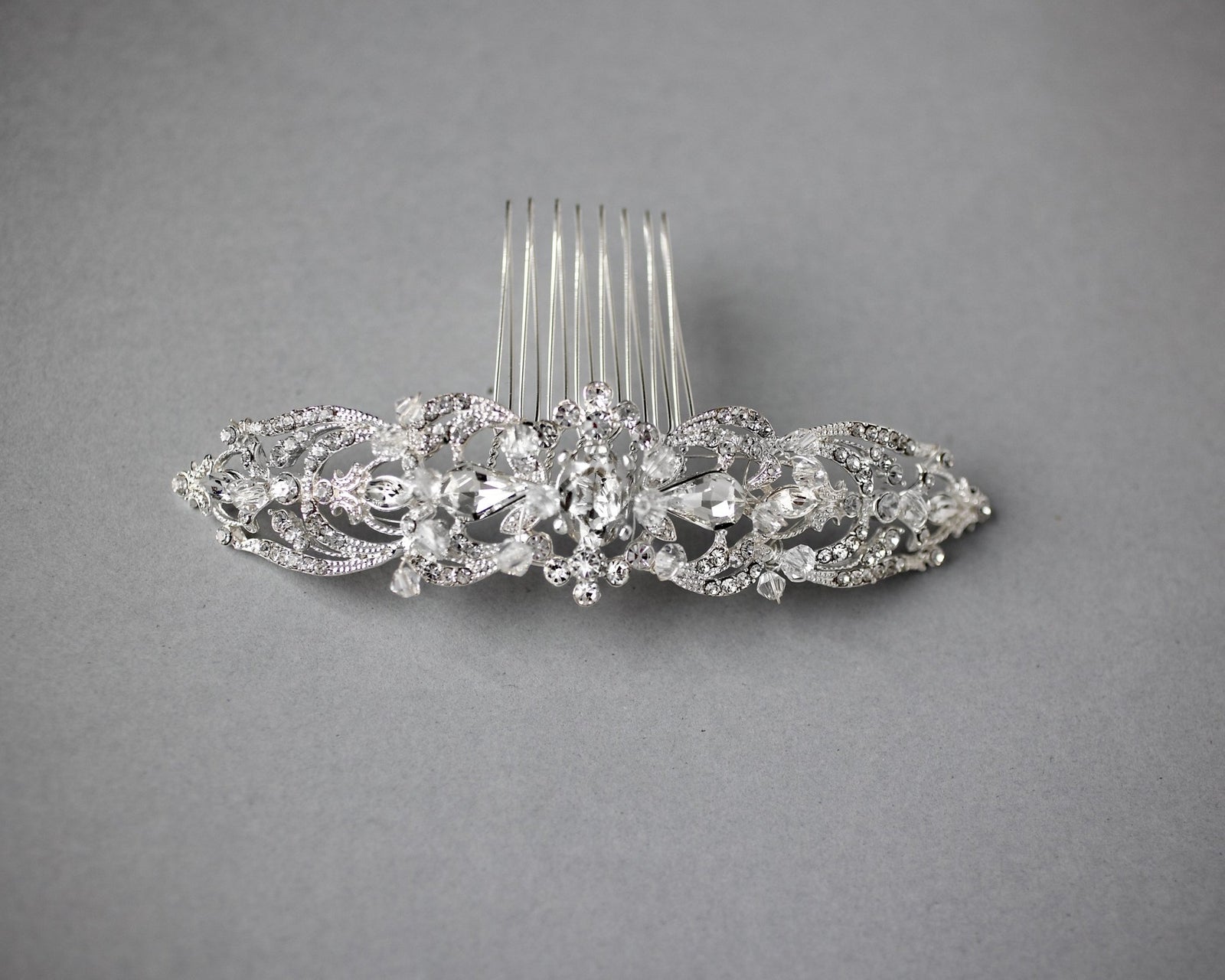 Bridal Hair Comb with Oval Jewel Center - Hair Comb - Cassandra Lynne