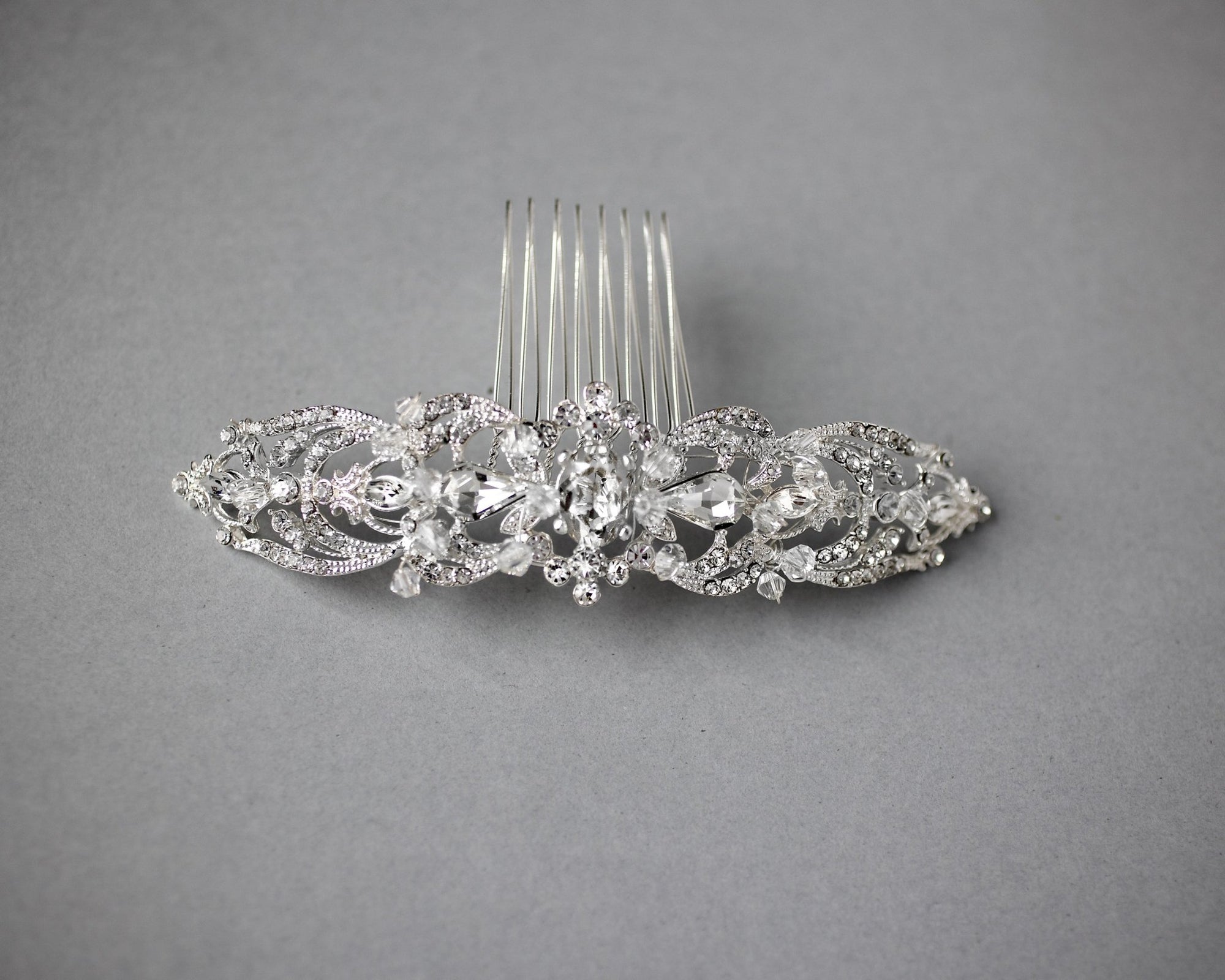 Bridal Hair Comb with Oval Jewel Center - Hair Comb - Cassandra Lynne