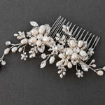 Bridal Hair Comb with Pearl Rhinestone Flowers - Hair Comb - Cassandra Lynne