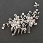 Bridal Hair Comb with Pearl Rhinestone Flowers - Hair Comb - Cassandra Lynne