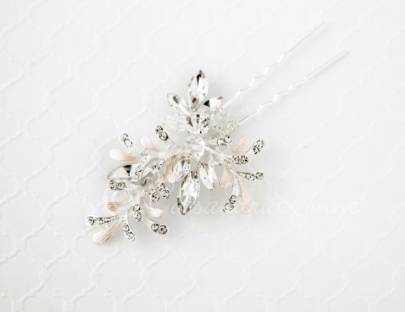 Bridal Hair Pin of Crystal and Rhinestone - Cassandra Lynne