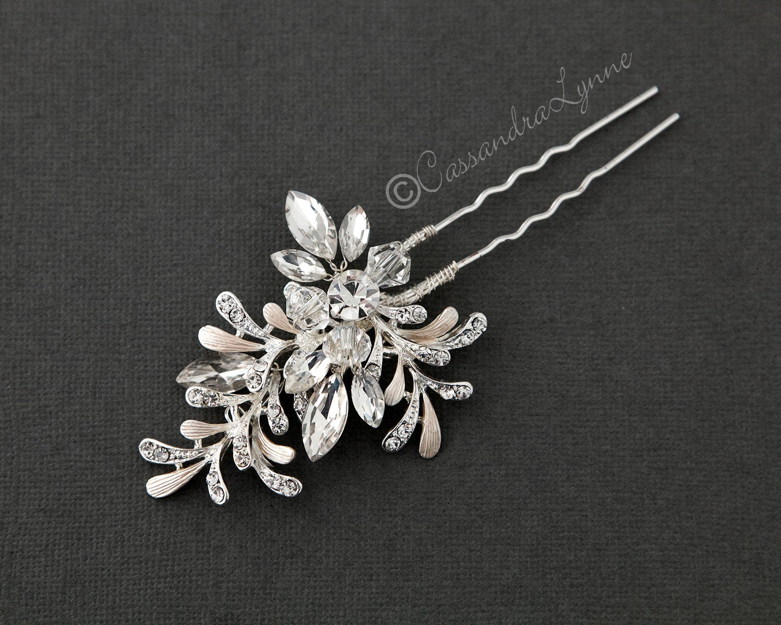 Bridal Silver Crystal Rhinestone Brooch